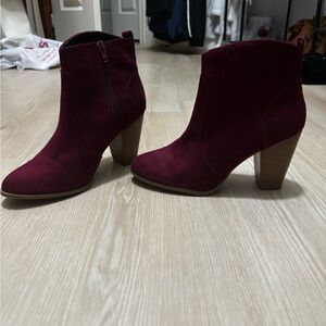 Express Deep Red Ankle Booties